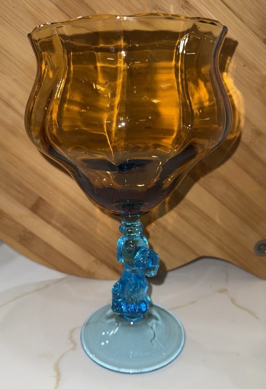 Vintage Blue and gold art studio Scotty dog Pedestal Trinket Dish 11x6” MCM